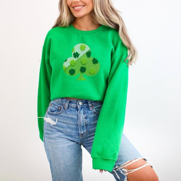 Irish Green Shamrock Sweatshirt for Saint Patrick Day Color Irish Green - Picture 3 of 8